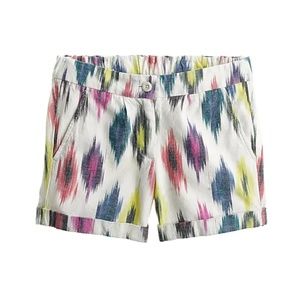 J. Crew Linen Blend Cuffed Ikat Shorts